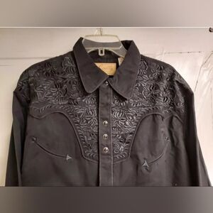 Mens Scully Cowbow Western Black Shirt Small